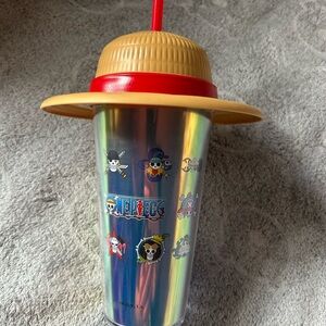 One Piece Straw Hat Tumbler with Straw